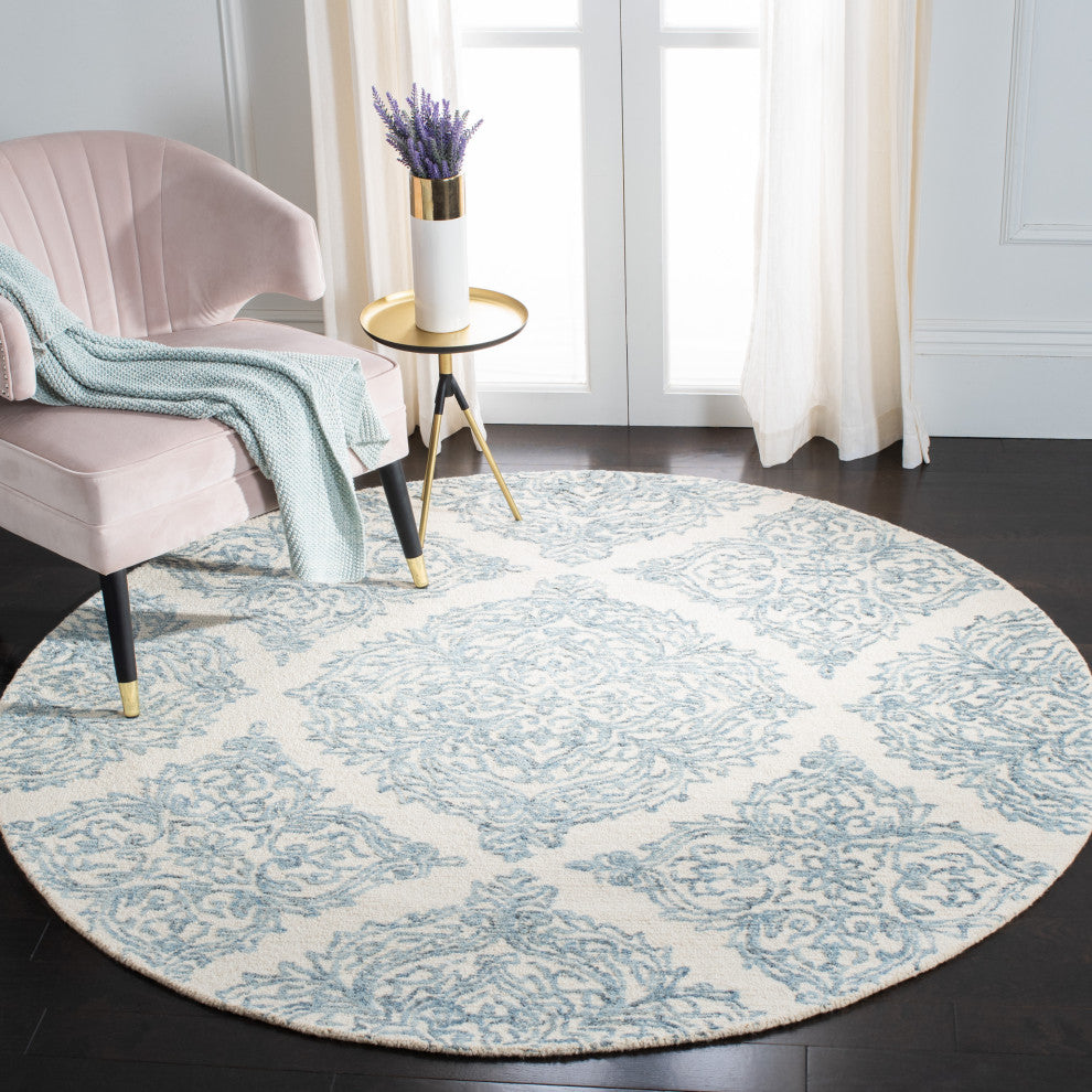 Safavieh Couture Abstract Collection, ABT346 Rug, Ivory/Blue, 6' Round
