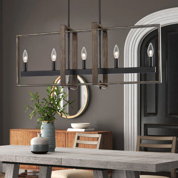 Vanity Art 5-Light Kitchen Island Linear Pendant