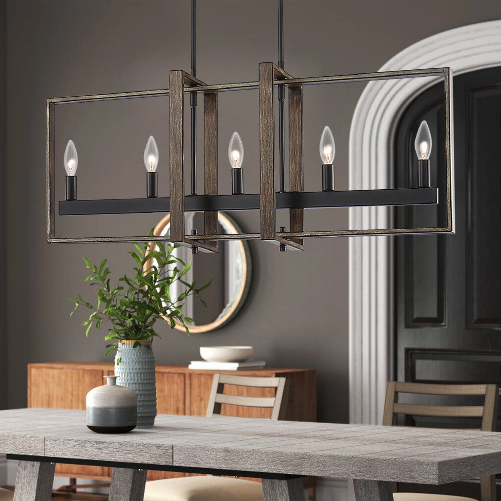 Vanity Art 5-Light Kitchen Island Linear Pendant