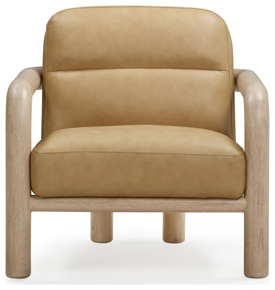 Bekah Tan Genuine Leather Accent Chair