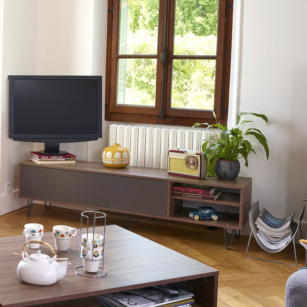 Symbiosis Aero TV Stand, Walnut/Gray