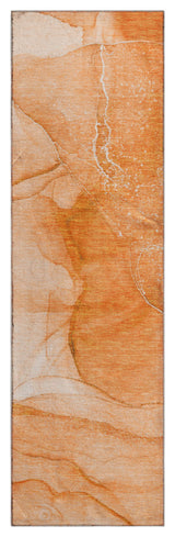 Premium Machine Washable Mayfield AMF507 Orange 2'3" x 7'6" Runner Rug
