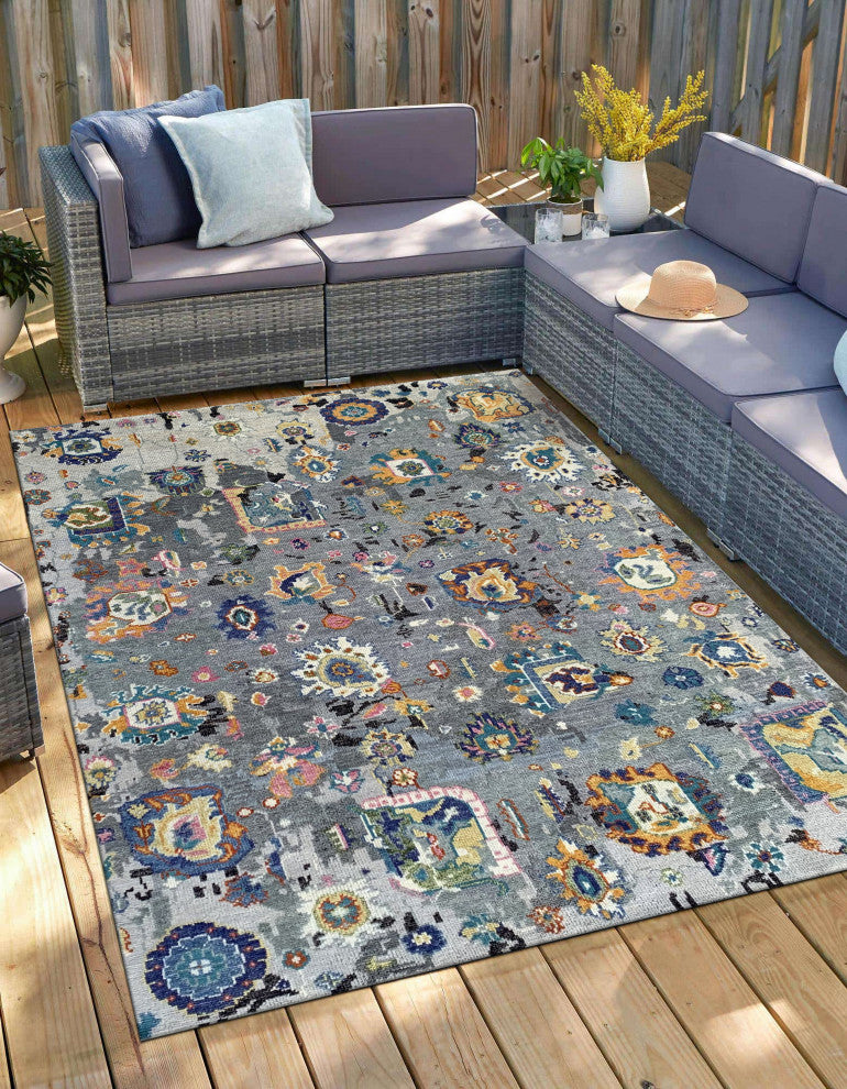 Hand-Knotted Wool Gray Transitional Modern Heriz Serapi Rug, 10' X14'