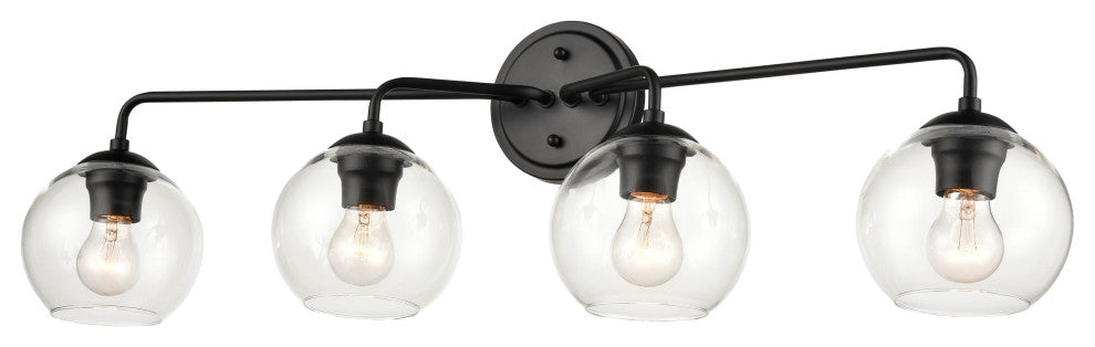 4-Light 35" Matte Black Bathroom Vanity Light