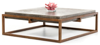 HomeRoots 15" Concrete and Metal Coffee Table