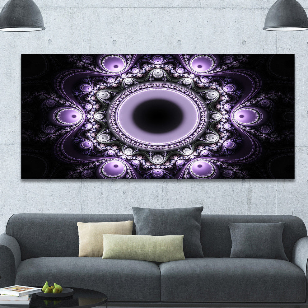 Light Purple Pattern with Circles, Oversized Abstract Canvas Art Print, 60x28