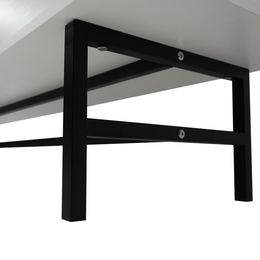 Rochester 2-Drawer 4-Shelf TV Stand Credenza with Iron Legs, White