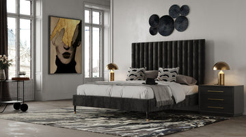 Modrest Manhattan- Contemporary Grey and Gold Nightstand