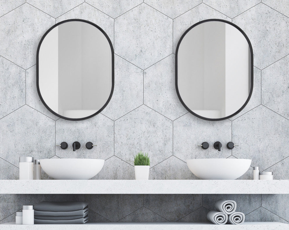 Caskill Capsule Framed Wall Mirror, Black, 18x24