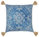 Blue & White Machine Woven with Tassels Skyview Throw Pillow, 20" x 20"