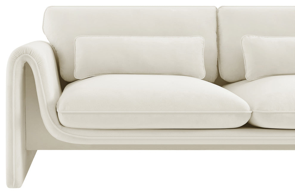 Sloan Cream Velvet Fabric Loveseat