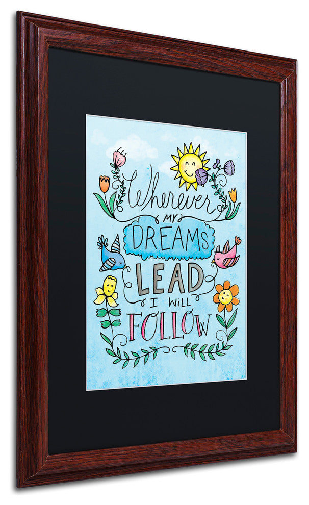 Elizabeth Caldwell 'Dreams Lead' Art, Wood Frame, Black Mat, 16x20