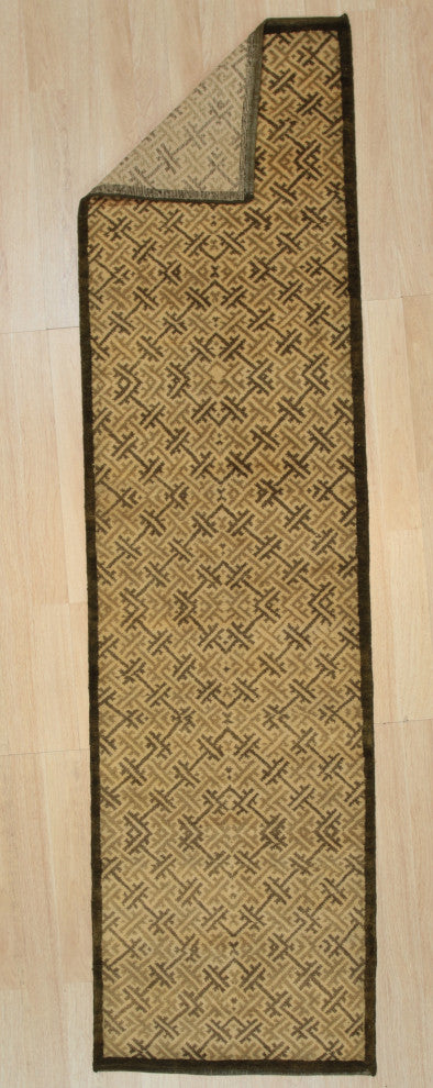 Handmade Wool Black Transitional All Over Ningxia Rug, 2'8x9'10