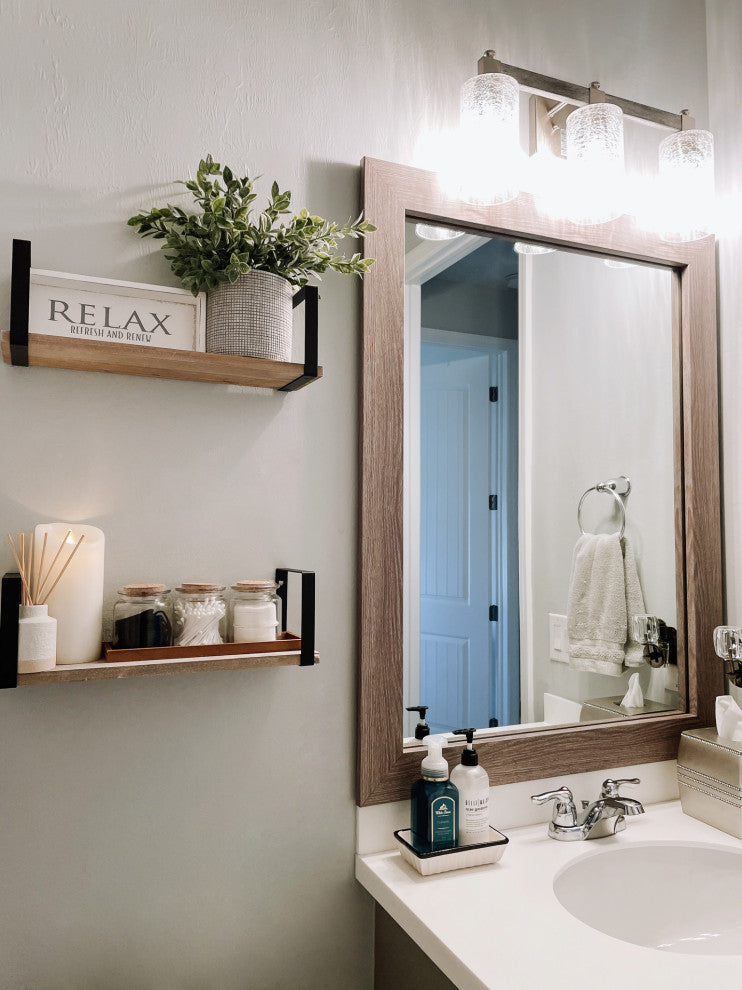 Pendleton Framed Wall Mirror, Driftwood Textured, 20" X 24"