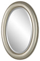 Benzara BM276687 29" Wood Wall Mirror, Beaded Oval Shape, Metallic Silver