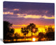 Colorful Flooded Field At Sunset, Landscape Wall Art on Canvas, 20"x12"