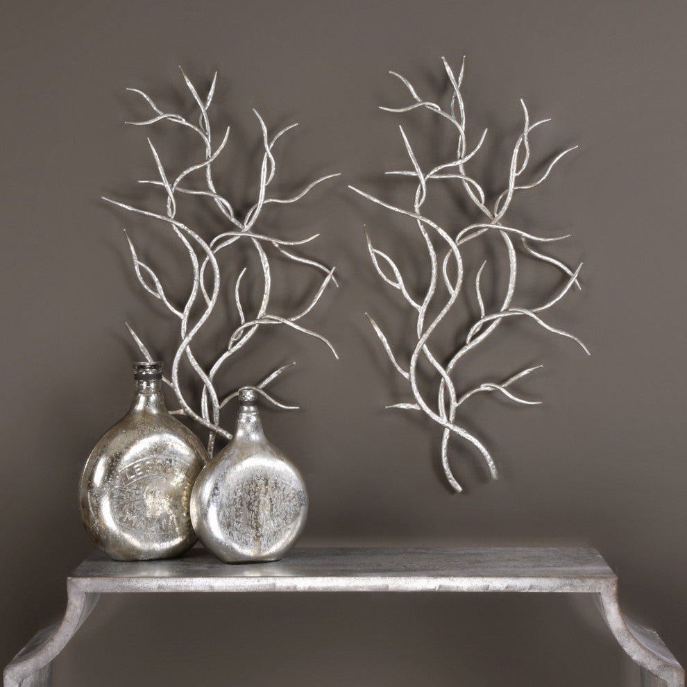 Uttermost Branches Wall Art, Set of 2, Silver, 20.5"x36.63"