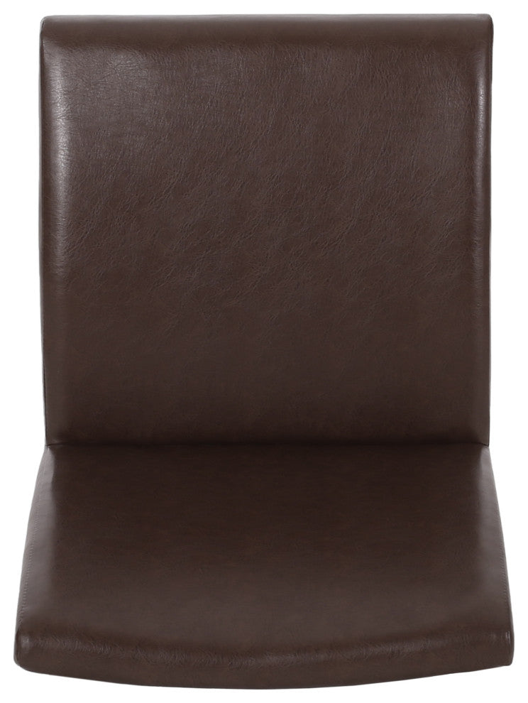 Oceanna Mid Century Modern Dining Chairs, Set of 2, Dark Brown + Natural Walnut, Pu