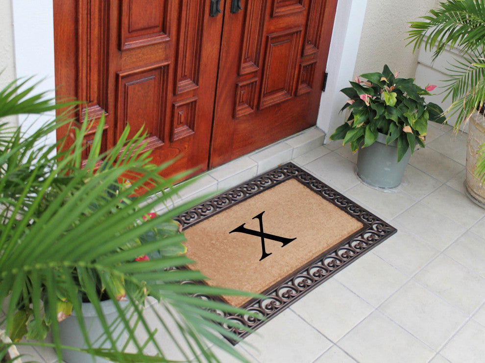 A1HC Rubber & Coir Classic Paisley Border Large Double Monogram Doormat 30X48, X