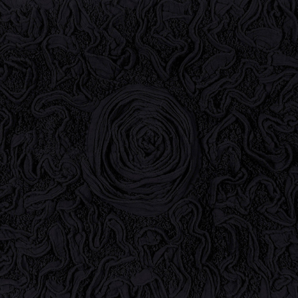 Modesto Collection 100% Cotton Machine Washable Bath Rug, 3-Piece Set, Black