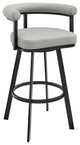 Nolagam Swivel Bar Stool in Black Metal with Light Grey Faux Leather