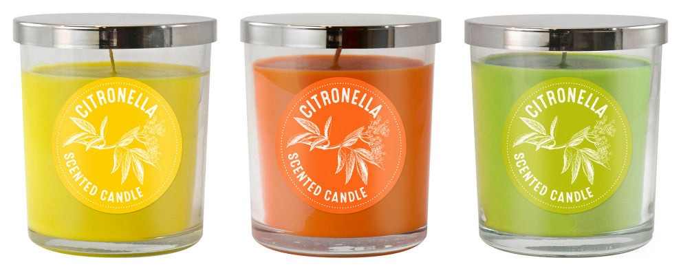Citronella Scented Candles in 10oz Glass Jars, Set of 3