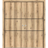 Double Bi-fold Doors | Planum 0014 Oak with  | Sturdy Tracks