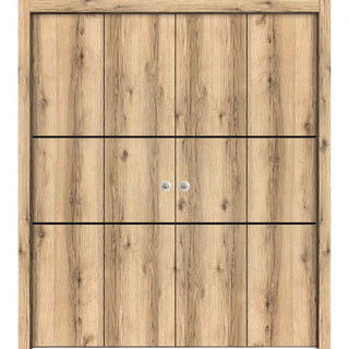 Double Bi-fold Doors | Planum 0014 Oak with  | Sturdy Tracks