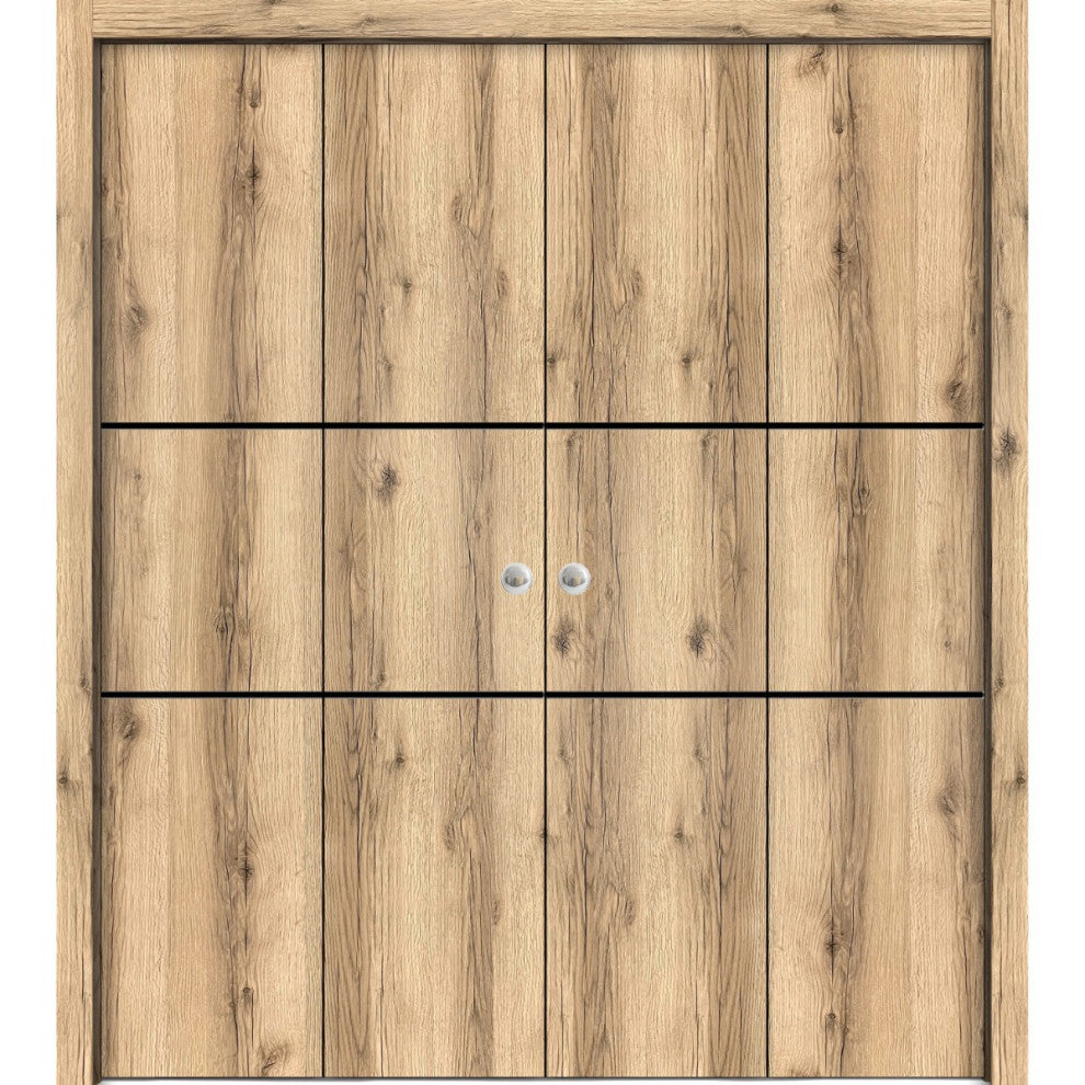 Double Bi-fold Doors | Planum 0014 Oak with  | Sturdy Tracks