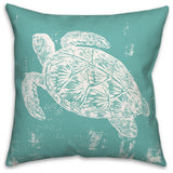 Stamp Turtle Teal 18x18 Pillow