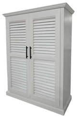 Extra Wide Solid Wood Kitchen Pantry With Shutter Doors, Bright White