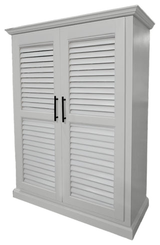Extra Wide Solid Wood Kitchen Pantry With Shutter Doors, Bright White