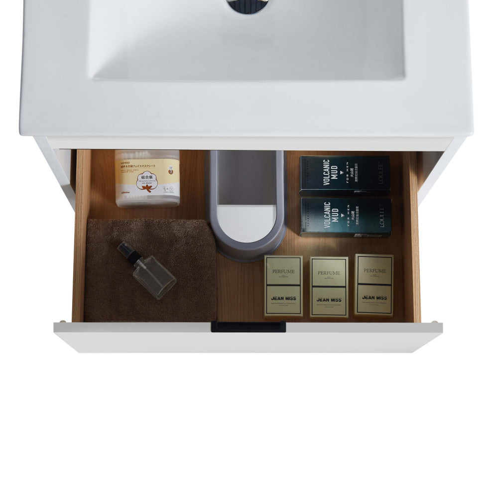 Alpine Wall Mount Bathroom Vanity and Sink, White Matte, 20"