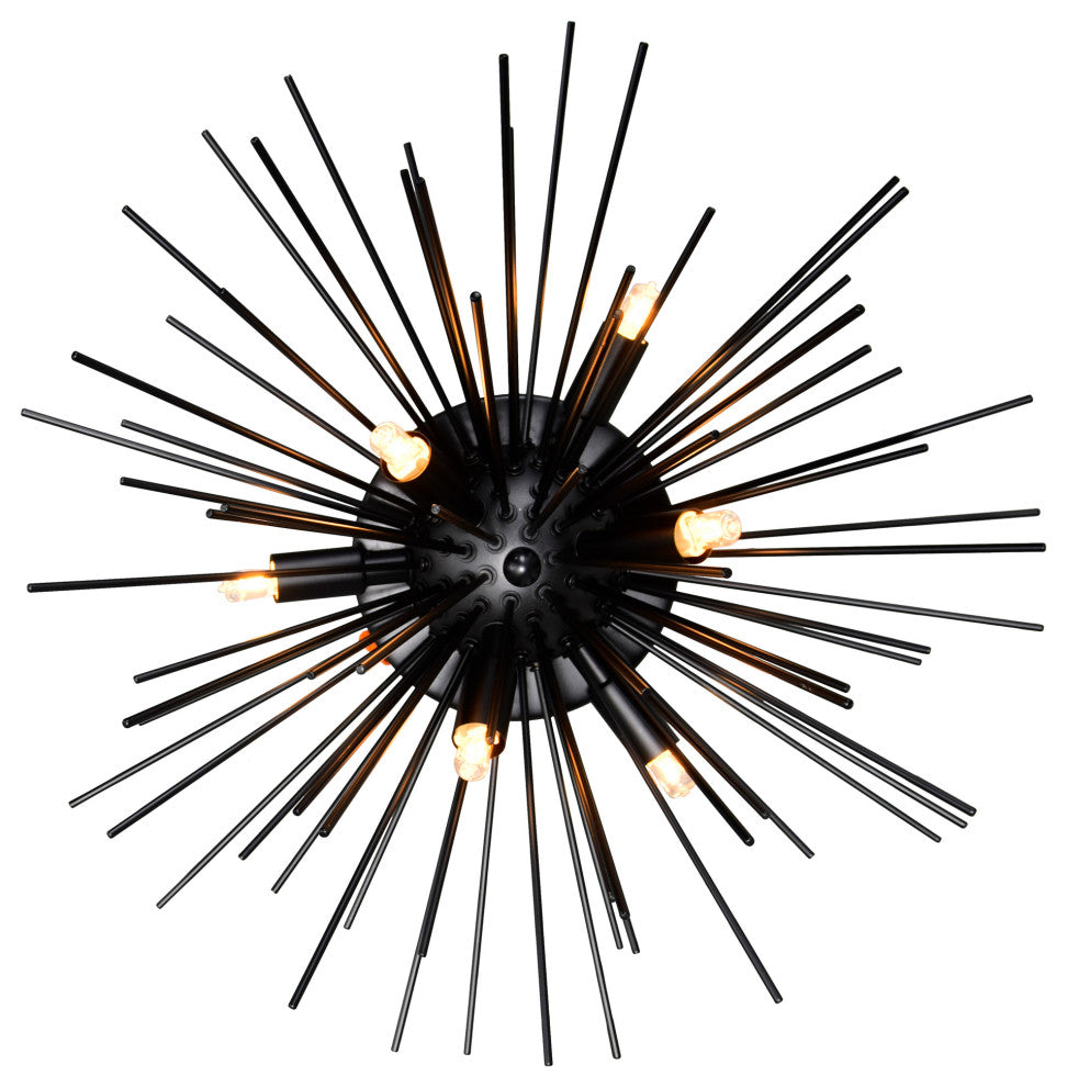 Savannah 6 Light Flush Mount With Black Finish