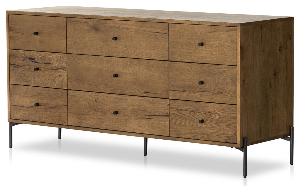 Eaton 9 Drawer Dresser-Amber Oak Resin