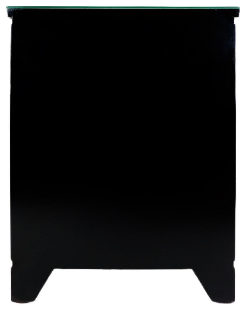 Black Lacquer 30" Shoe Cabinet 14" With Mother of Pearl