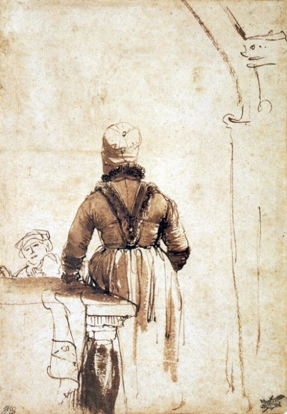 Rembrandt Van Rijn Woman Wearing a Costume of Northern Holland Wrapped Canvas