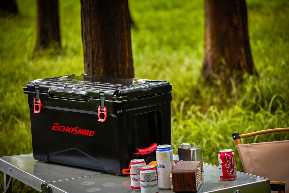 EchoSmile 30 qt. Rotomolded Cooler, Black and Red