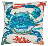 Throw Pillow Cover With Crab Design, 20"x20", Multi