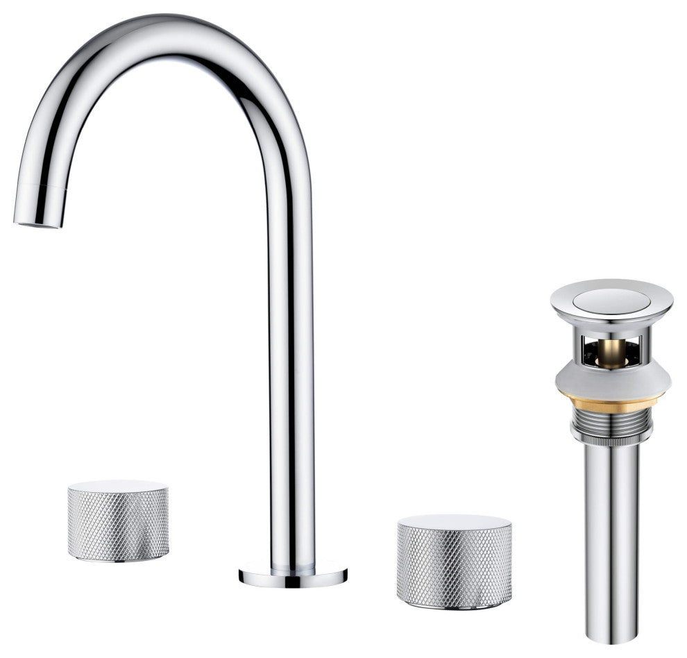 Circular X 8" Bathroom Sink Widespread Faucet with Drain Assembly, Chrome