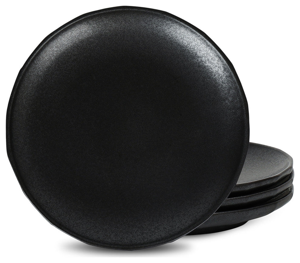 Stone Lain Rio Stoneware Salad Plate Set of 4, Black