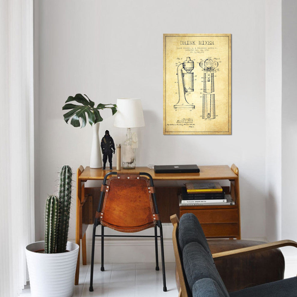 "Drink Mixer Vintage Patent Blueprint" by Aged Pixel, Canvas Print, 18"x12"