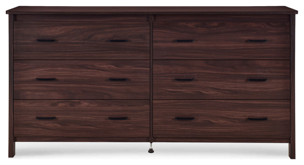 Titeca Contemporary 3 Piece Double Dresser and Nightstand Set, Wenge