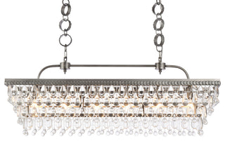 Nasir 40" Rectangle Pendant, Antique Silver