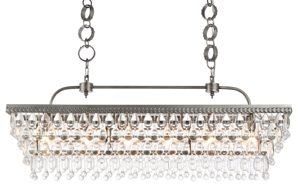 Nasir 40" Rectangle Pendant, Antique Silver