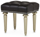 Hollywood Swank Tufted Leather Vanity Bench, Black