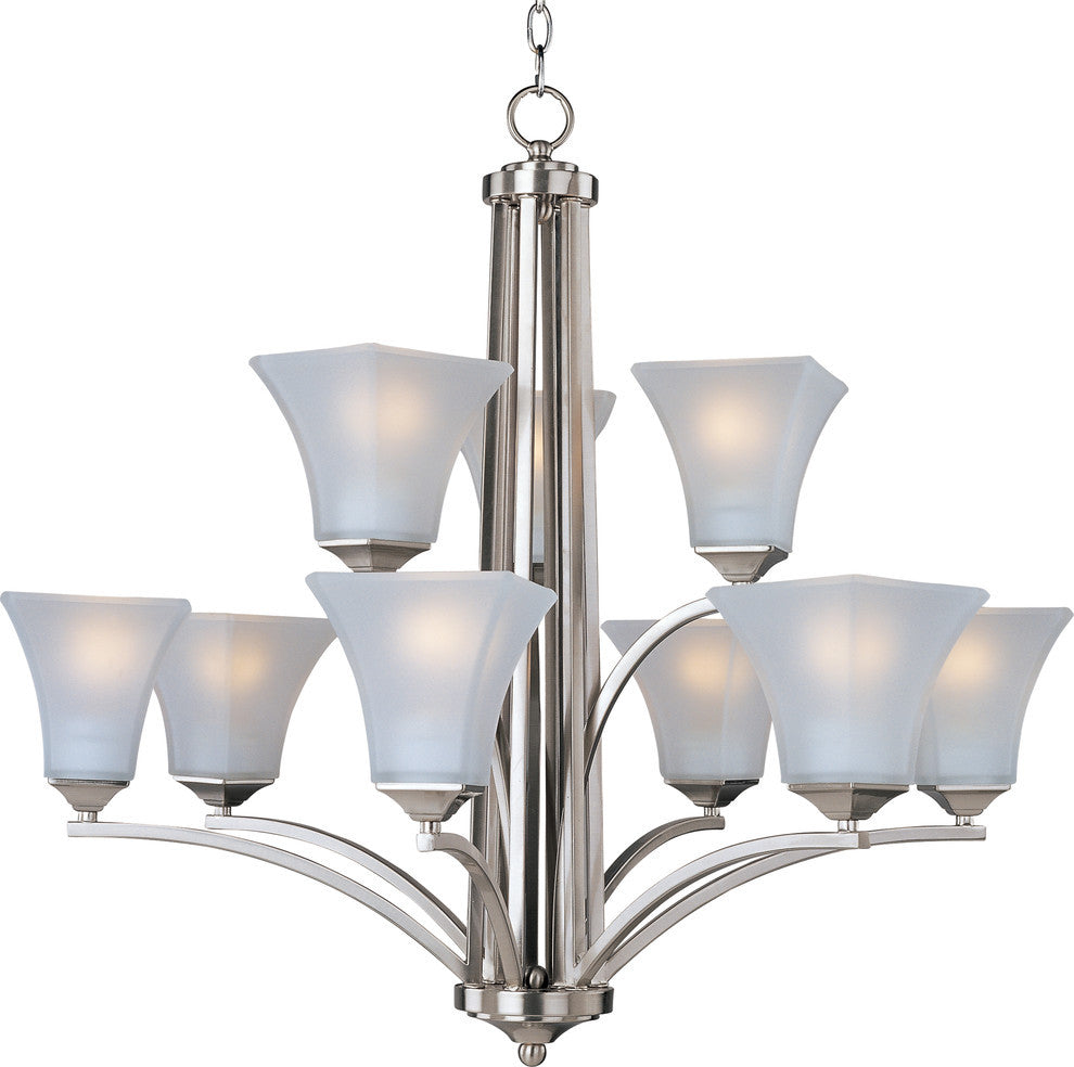 Aurora 9-Light Chandelier, Satin Nickel