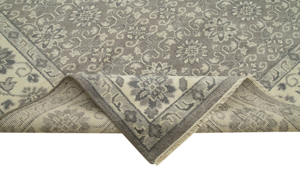 Rug N Carpet - Handmade Oriental 9' 10" x 13' 10" Pastel Grey Oushak Rug
