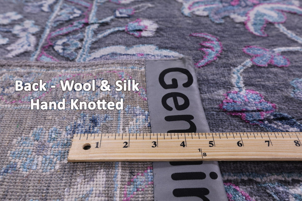 Hand Knotted Wool and Silk Persian Rug 9' 0" X 12' 3" Q8569