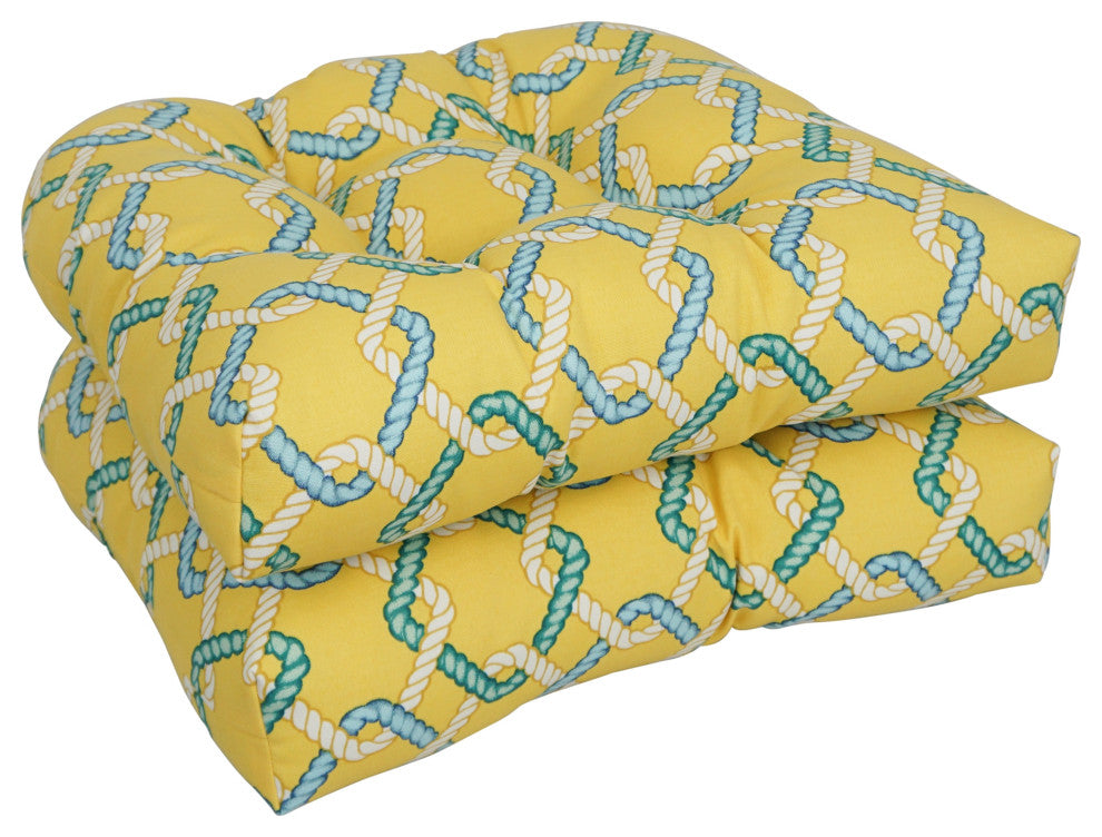 19" U-Shaped Dining Chair Cushions, Set of 2, Capecod Summer
